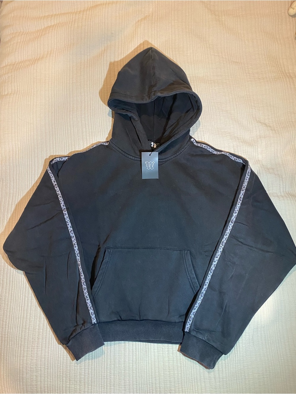 Black Hooded Sweatshirt with Contrast Tape